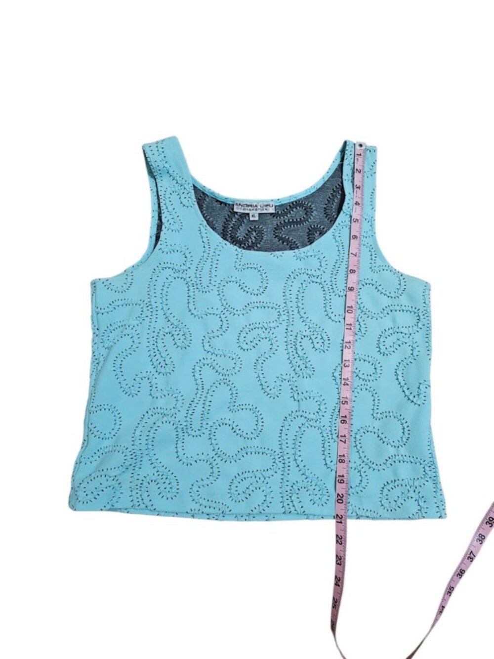 Andria Lieu Womens XL 2-Piece Twin Set Aqua Blue Embroidered Archival Y2K Chic - Picture 6 of 8